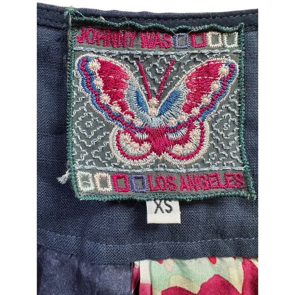 Johnny Was Johnny Was Sz XS Navy Linen & Silk Floral Tank - Picture 3 of 4